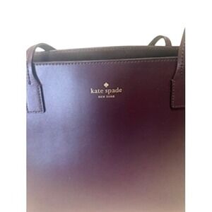 Kate Spade New York Large Smooth Leather Tote Plum Eggplant Work Travel Bag